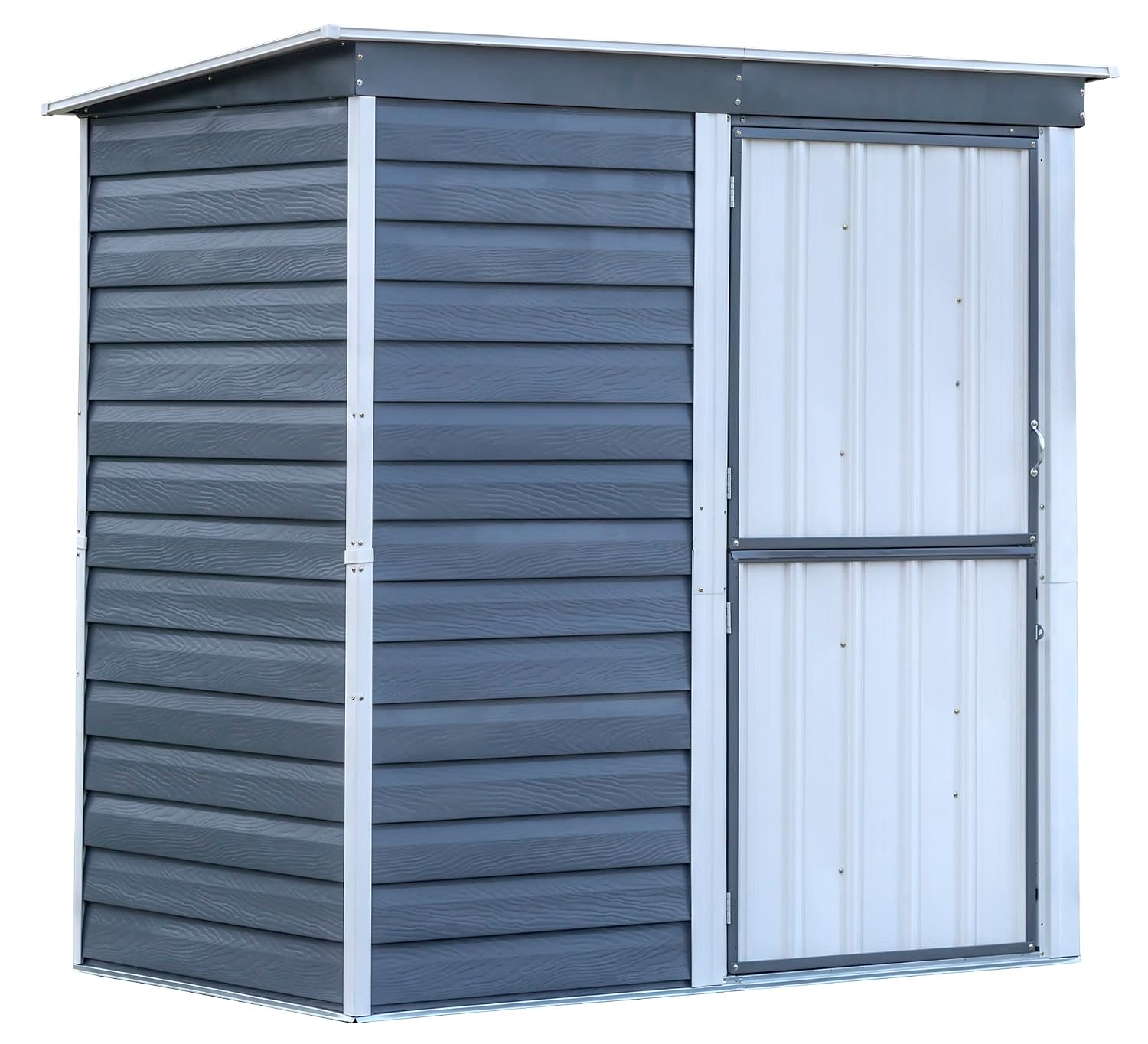 Gardening Tools Storage - โรงเก็บของเหล็กชุบสังกะสีขนาดกะทัดรัดพร้อมหลังคาทรงจั่ว ขนาด 6'x4' สำหรับเก็บอุปกรณ์ทำสวนกลางแจ้ง สามารถปรับแต่งได้