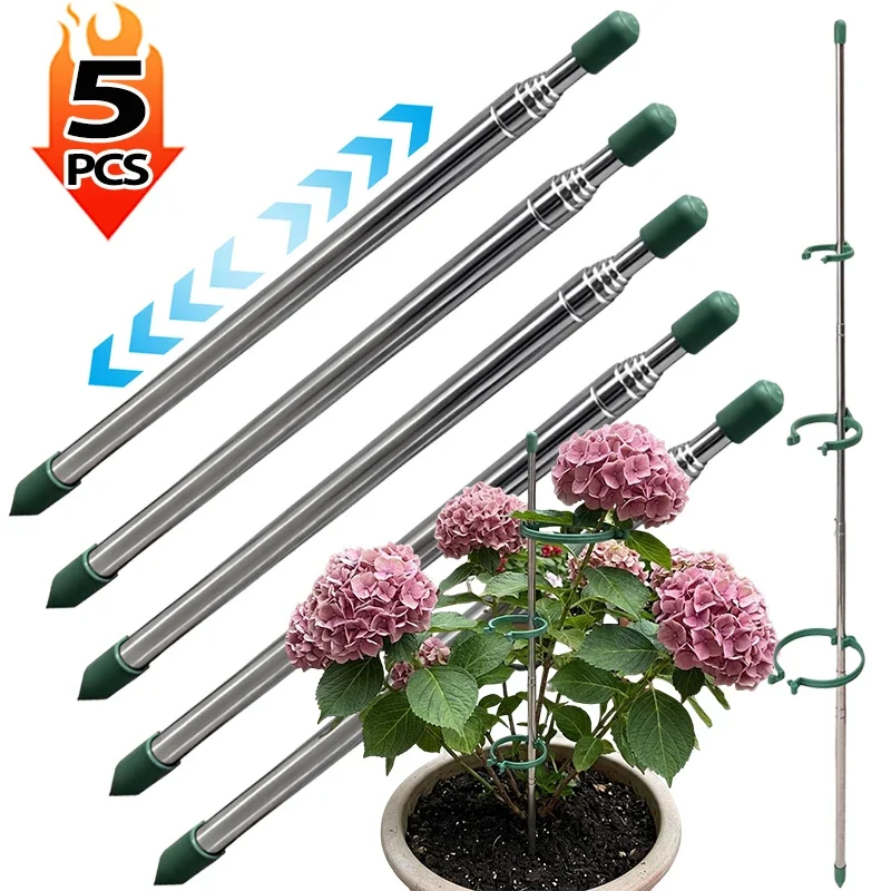 Gardening Tools Green - วงแหวนรองรับต้นไม้แบบยืดหดได้ 5/1 ชิ้น สีเขียว สำหรับต้นไม้กระถาง ป้องกันการงอ