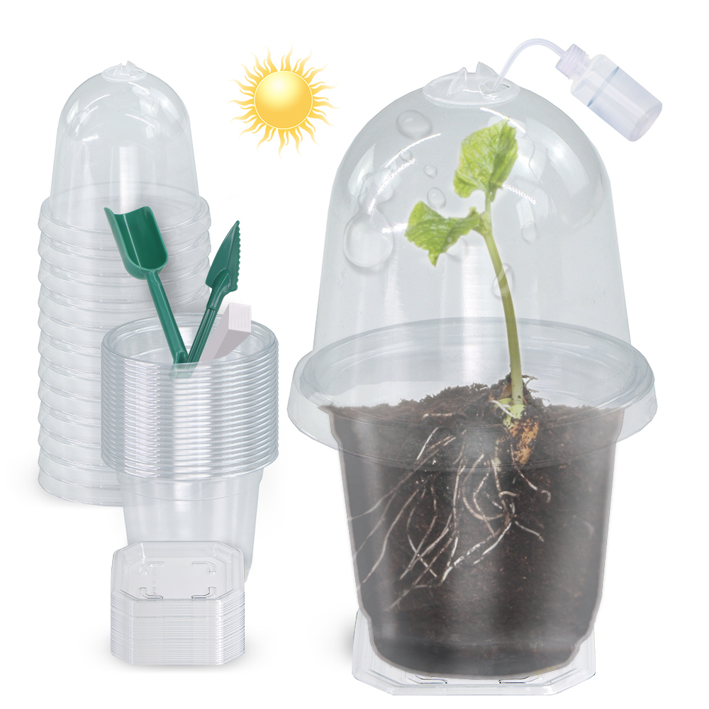Seed Starter Trays - 160x90CM Visible Clear Plants ถ้วยงอกพลาสติกใสเนอสเซอรี่กล่องปลูกในร่มสวนเรือนกระจกเมล็ดพันธุ์ถาดเริ่มต้นชุดภาชนะบัวรดน้ำฉลากเครื่องมือทำสวน