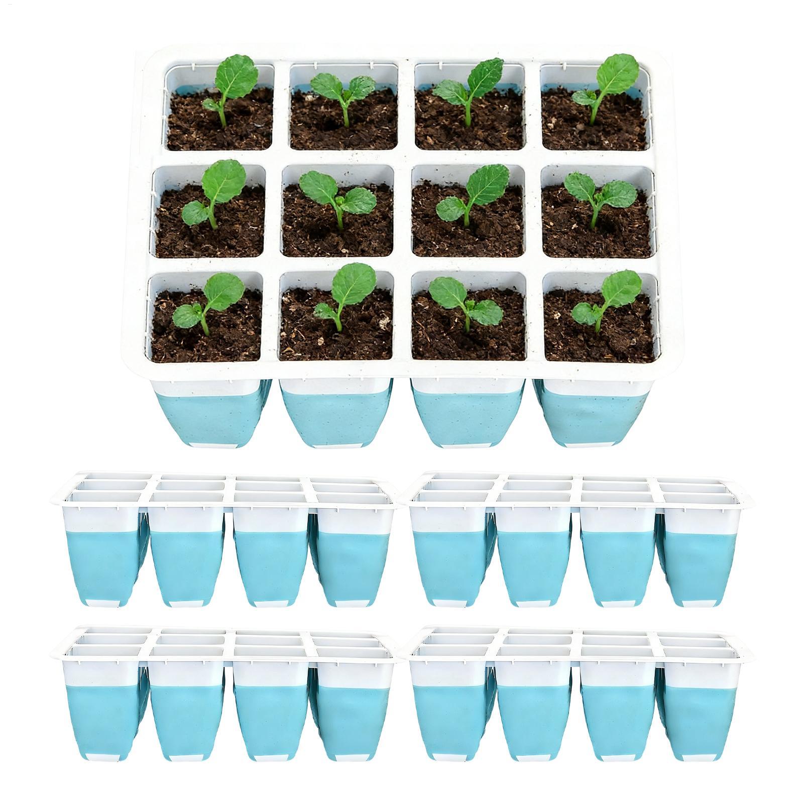 Seed Starter Trays - ถาดเพาะเมล็ดซิลิโคน 5 ชิ้น 60 ช่อง ใช้ซ้ำได้