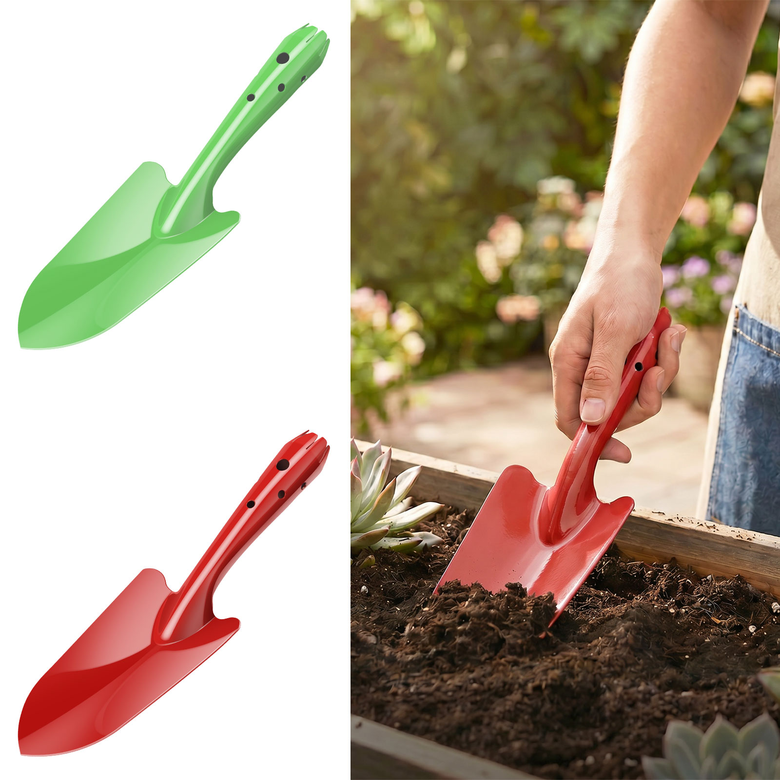 Gardening Tools Trowel - จอบสวนโลหะกันสนิม จอบมือขนาดเล็ก อุปกรณ์ทำสวนสำหรับปลูก ขุด ดูแลต้นไม้ จอบสวน