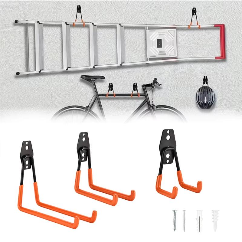Gardening Tools Holder - N$ ตะขอเหล็กติดผนังแบบแข็งแรงพิเศษ สำหรับจัดระเบียบโรงรถ แขวนจักรยาน บันได ป้องกันการลื่น