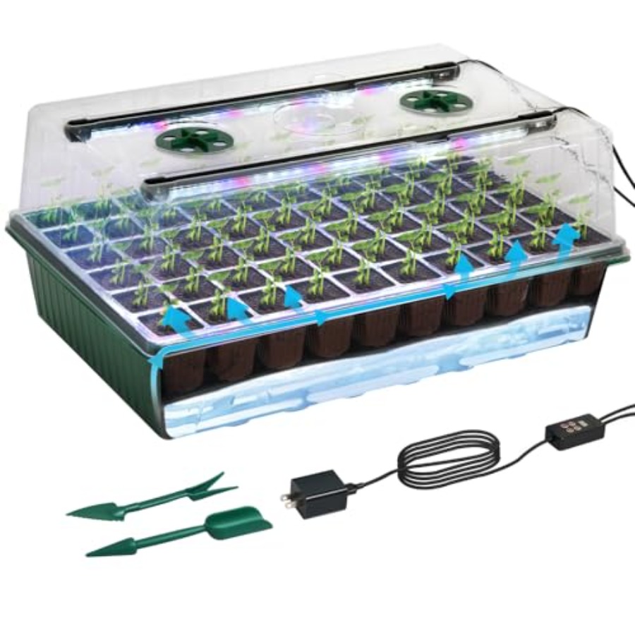Seed Starter Trays - ถาดเพาะเมล็ดพร้อมไฟปลูก ชุดเพาะเมล็ด 60 ช่อง พร้อมโดมควบคุมความชื้นขนาด 4.07