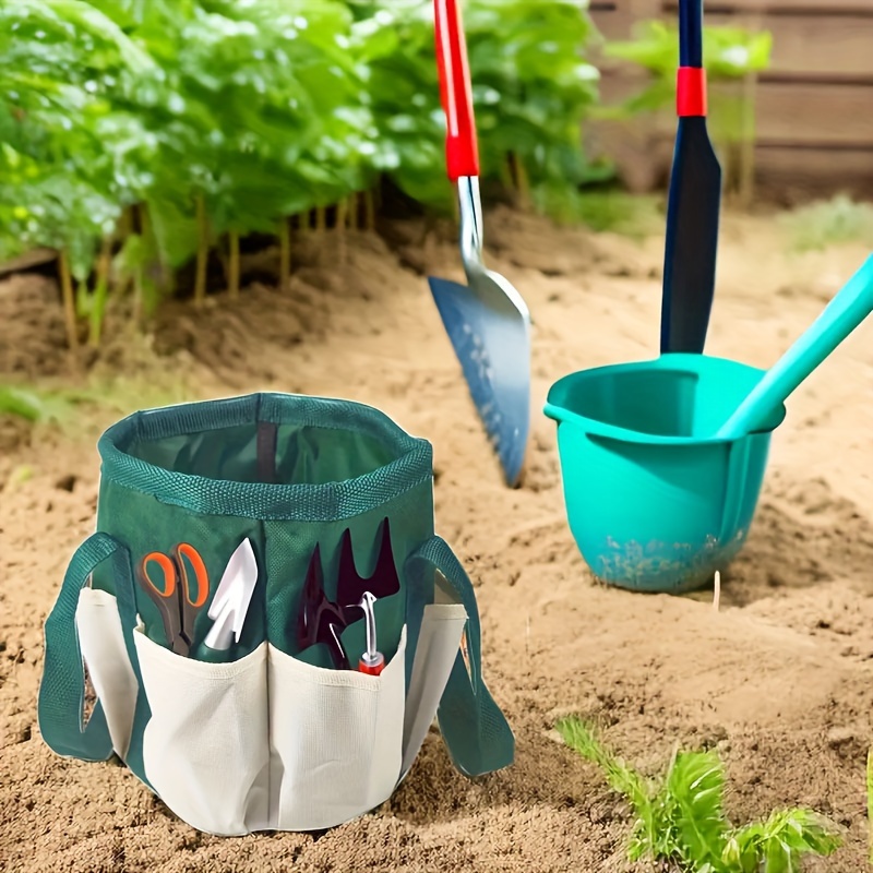 Gardening Tools Green - สีขาวสีเขียวรอบสวนเครื่องมือกระเป๋าหลายกระเป๋าผ้า Oxford ทนทานน้ําหนักเบาแบบพกพาในร่มกลางแจ้งสวน Organizer