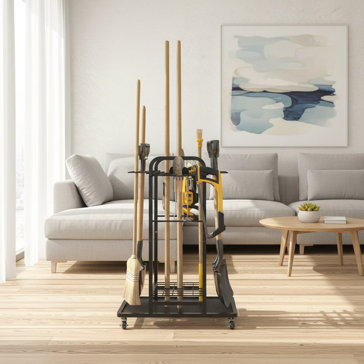 Gardening Tools Storage - รถเข็นเครื่องมือทำสวนแบบแข็งแรง 3 ชั้น พร้อมล้อ สำหรับจัดเก็บเครื่องมือในโรงรถและลานบ้าน