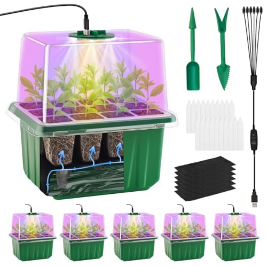 ถาดเพาะเมล็ดพร้อมไฟ 6 แพ็ค ชุด - Seed Starter Trays บทวิจารณ์และราคา