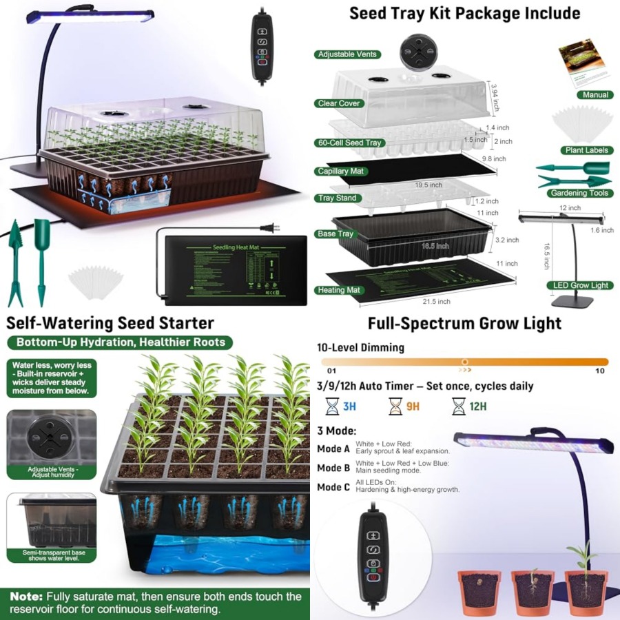 ชุดเริ่มต้นเพาะเมล็ดแบบรดน้ำเอ - Seed Starter Trays บทวิจารณ์และราคา