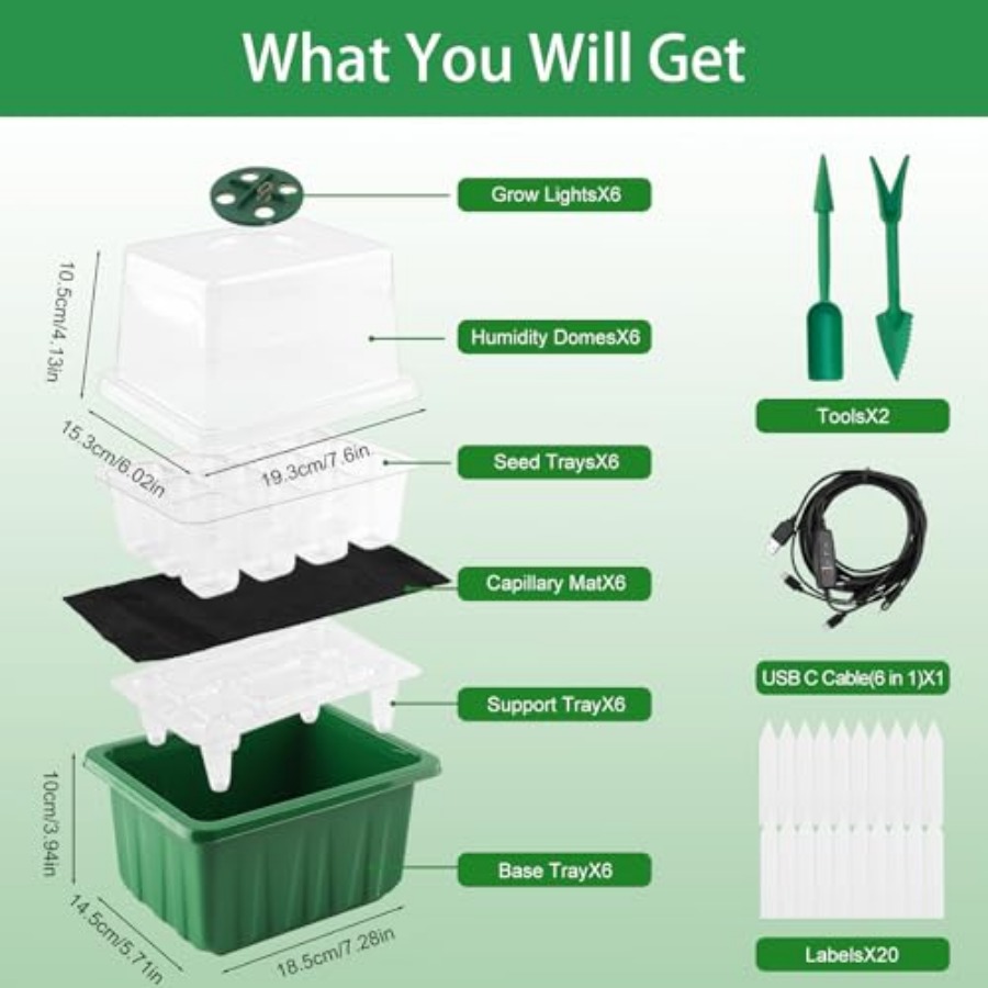 ถาดเพาะเมล็ดพร้อมไฟ 6 ชุด ชุดเ - Seed Starter Trays บทวิจารณ์และราคา