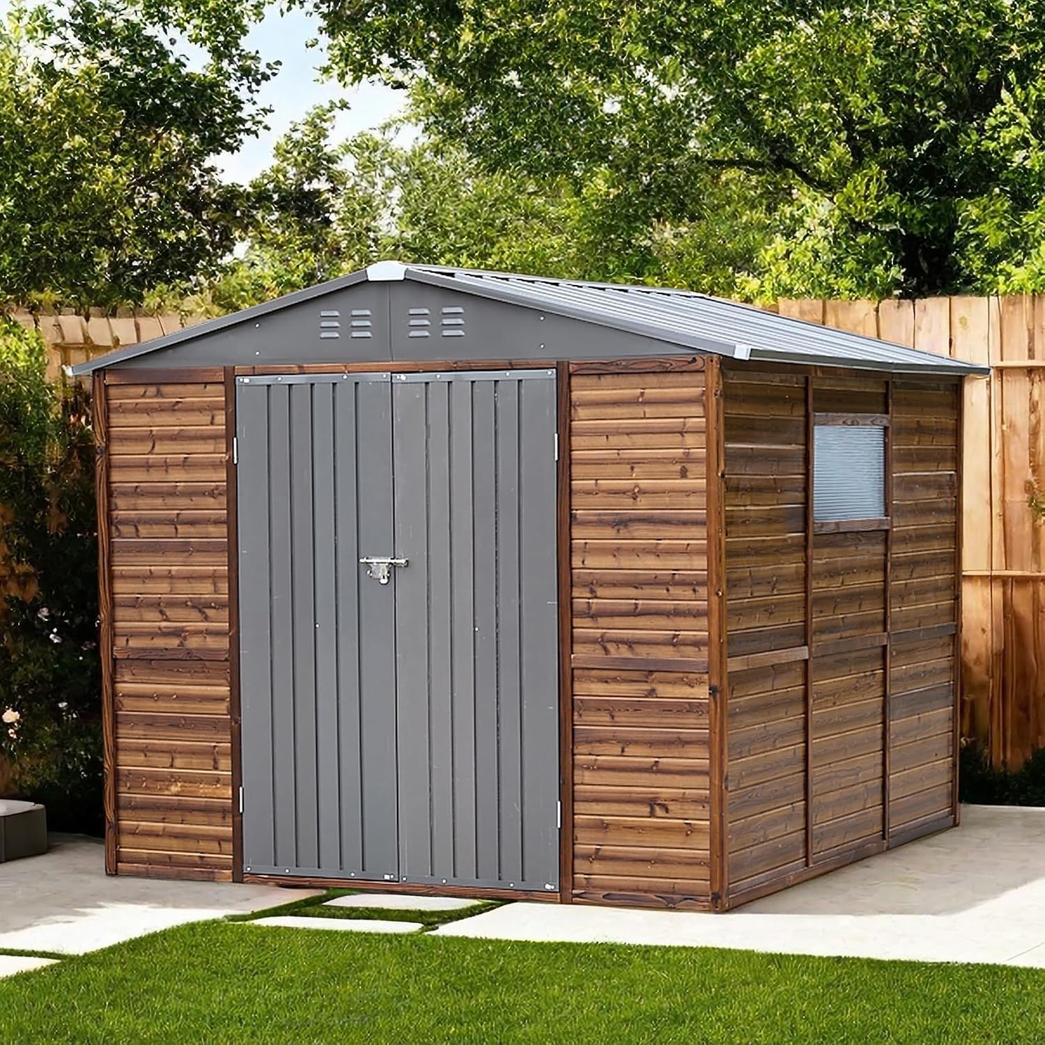 โรงเก็บของกลางแจ้งขนาด 8x8 ฟุต - Gardening Tools Storage บทวิจารณ์และราคา