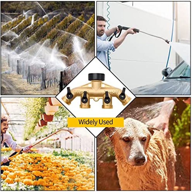 ABNQ ตัวแยกสายยางทองเหลือง 4 ท - Gardening Tools Yellow บทวิจารณ์และราคา