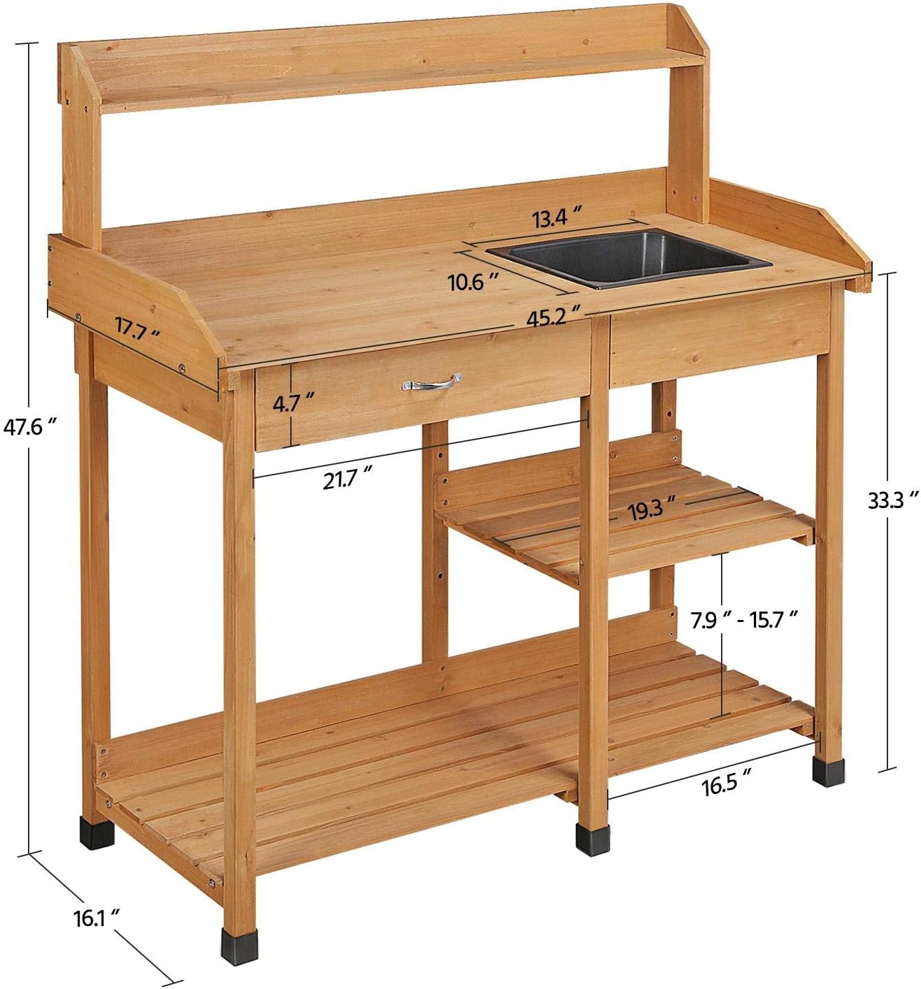 โต๊ะปลูกต้นไม้พร้อมอ่างล้างมือ - Gardening Tools Storage บทวิจารณ์และราคา