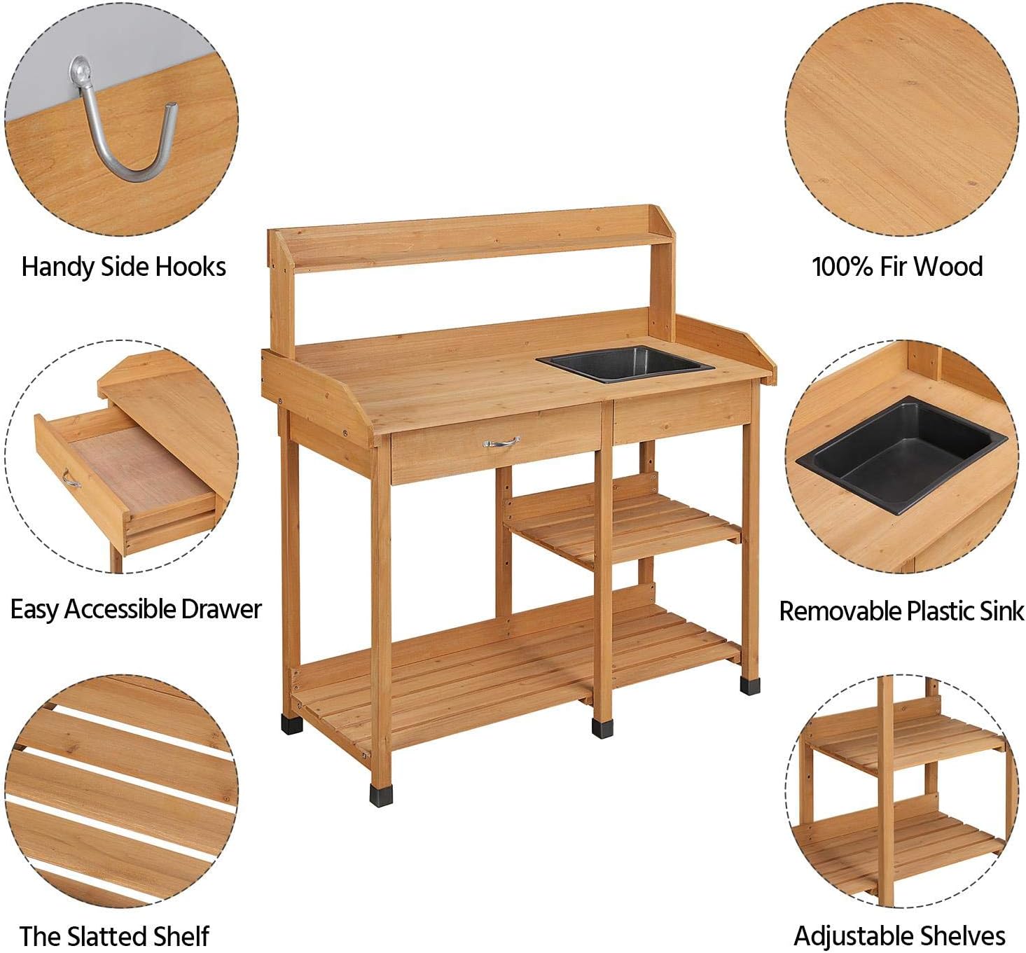 โต๊ะปลูกต้นไม้พร้อมอ่างล้างมือ - Gardening Tools Storage บทวิจารณ์และราคา