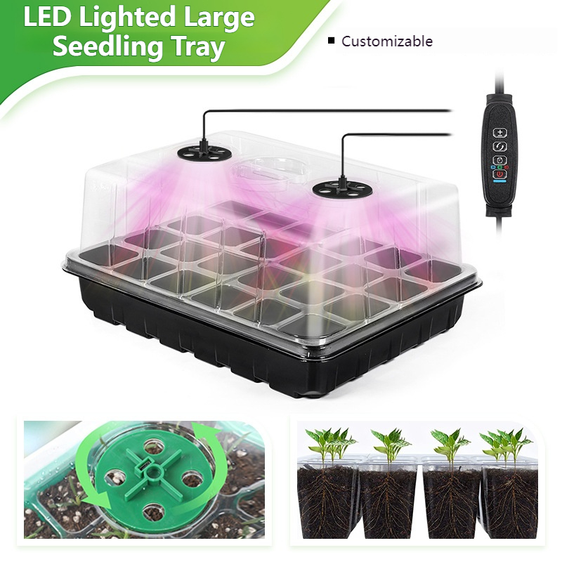 ชุดเริ่มต้นเพาะเมล็ดพร้อมไฟปลู - Seed Starter Trays บทวิจารณ์และราคา