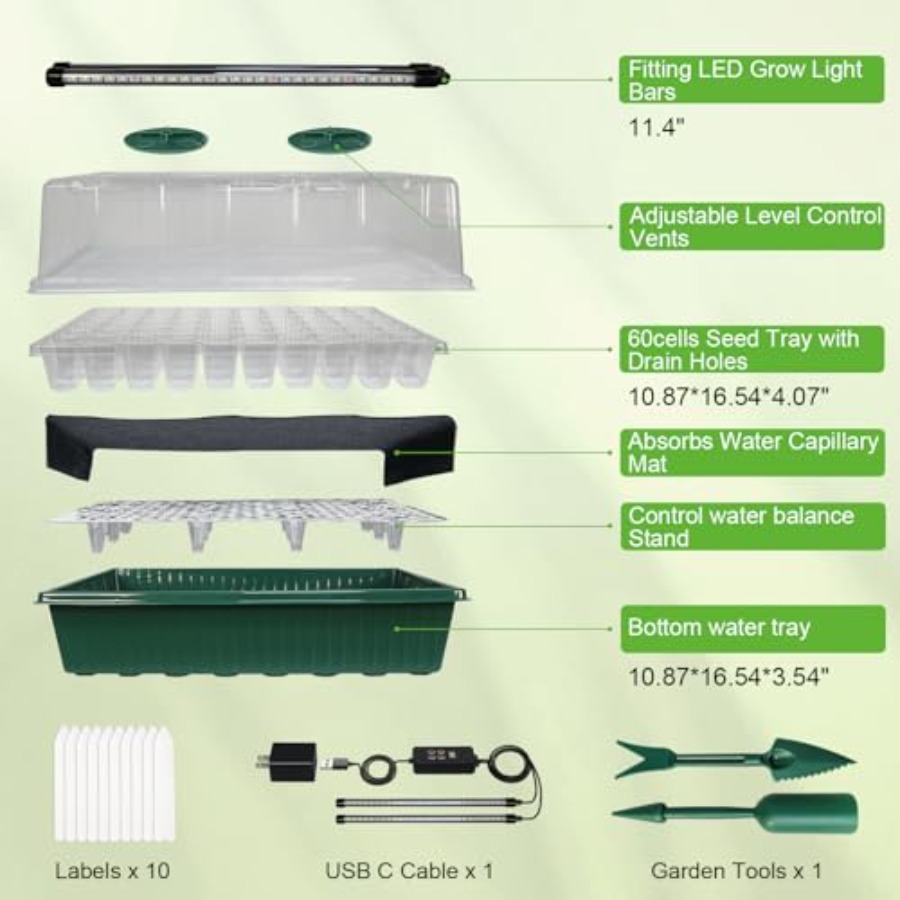 ถาดเพาะเมล็ดพร้อมไฟปลูก ชุดเพา - Seed Starter Trays บทวิจารณ์และราคา
