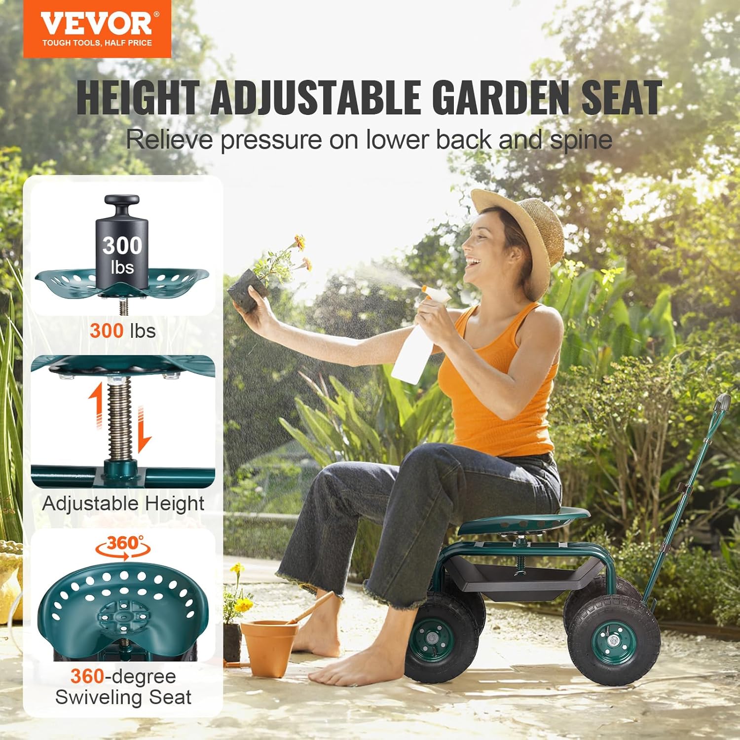 รถเข็นทำสวนพร้อมที่นั่งทำงานแบ - Gardening Tools And Uses บทวิจารณ์และราคา
