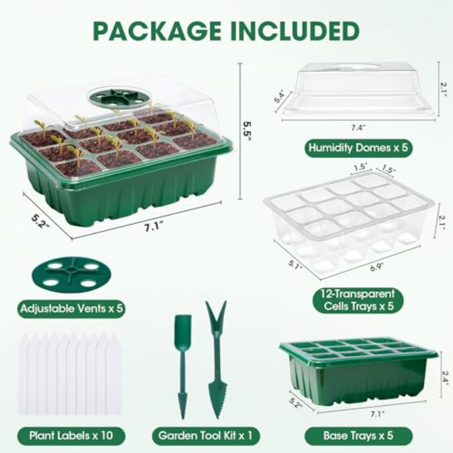 ถาดเพาะเมล็ด 5 แพ็คพร้อมโดมควบ - Seed Starter Trays บทวิจารณ์และราคา