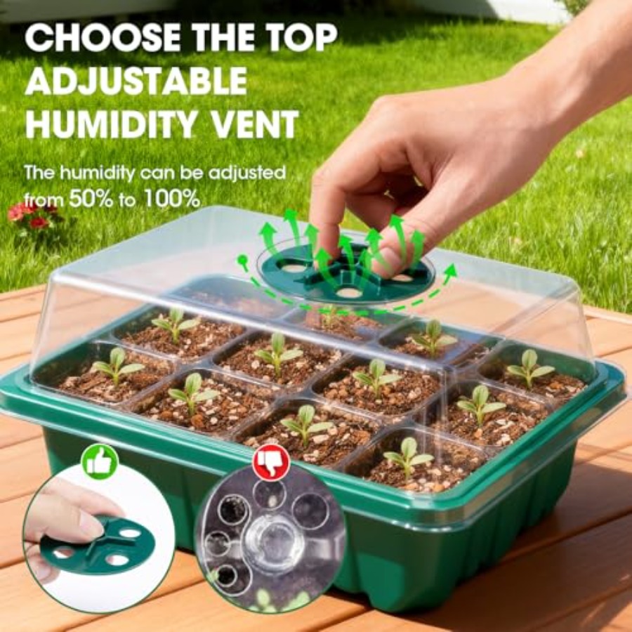 ถาดเพาะเมล็ด 5 แพ็คพร้อมโดมควบ - Seed Starter Trays บทวิจารณ์และราคา