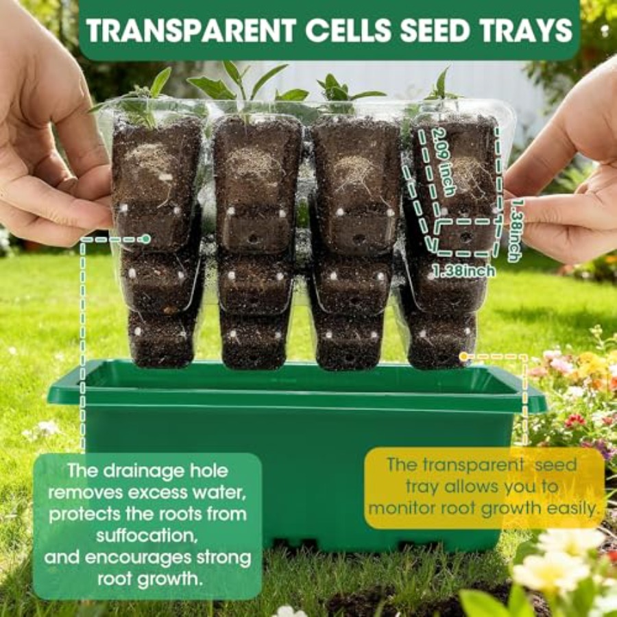 ถาดเพาะเมล็ด 5 แพ็คพร้อมโดมควบ - Seed Starter Trays บทวิจารณ์และราคา