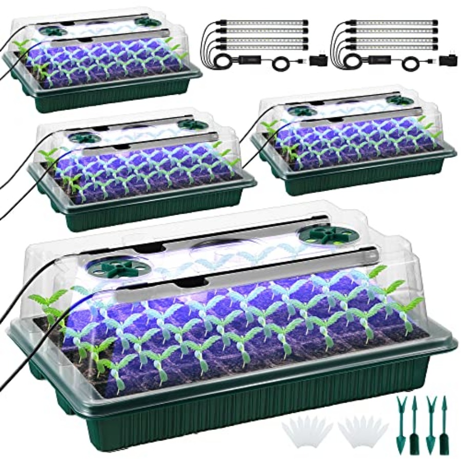 ชุดถาดเพาะเมล็ดพร้อมไฟปลูกพืช, - Seed Starter Trays บทวิจารณ์และราคา
