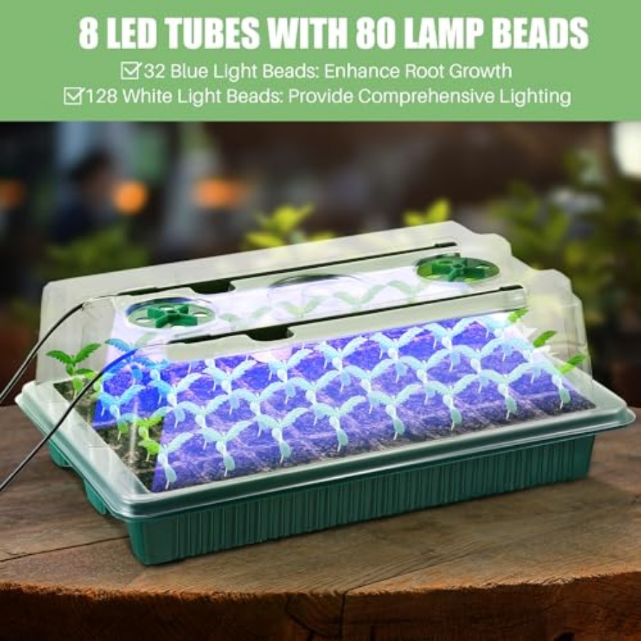 ชุดถาดเพาะเมล็ดพร้อมไฟปลูกพืช, - Seed Starter Trays บทวิจารณ์และราคา